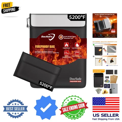 Fireproof Document Bag 5200℉ with Fireproof Organizer Travel Case,Heat Insula...