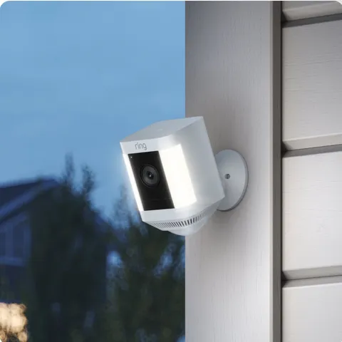 Ring - Spotlight Cam Plus Outdoor/Indoor Wireless 1080p Battery Camera - White