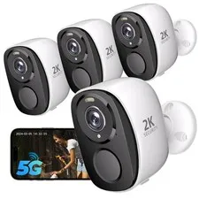 4pc Cameras Wireless Outdoor Battery Powered, 5GHz/2.4GHz