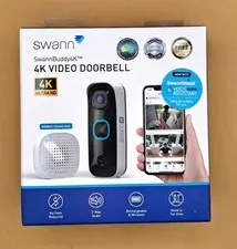 SWANN BUDDY 4K UHD WIRELESS VIDEO DOORBELL & CHIME ULTRA-WIDE 165° VIEW *NEW*