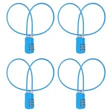 4 Pcs 3 Digit Luggage Cable Combination Lock with 20" Long Cable, Blue