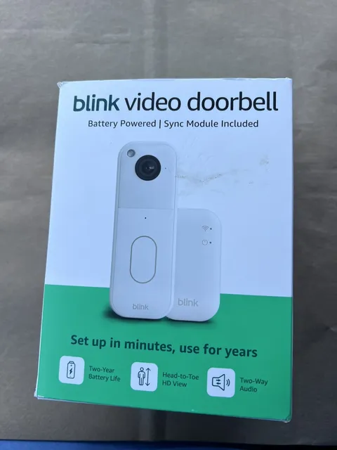 Blink Video Doorbell Battery Powered 2nd Gen With Sync Module System White- New 