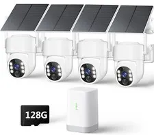 4MP Security Cameras Wireless Outdoor, No Subscription 128GB Local White