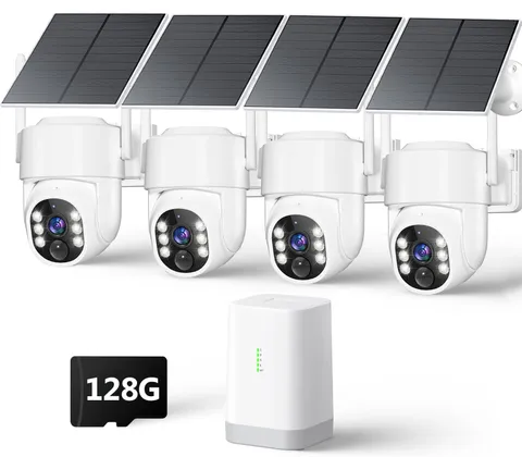 4MP Security Cameras Wireless Outdoor, No Subscription 128GB Local White