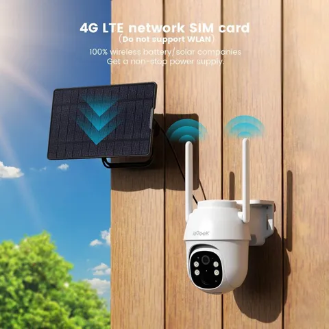 ieGeek Outdoor 4G LTE Solar Security Camera Wireless Battery cam,IP65,For Yard