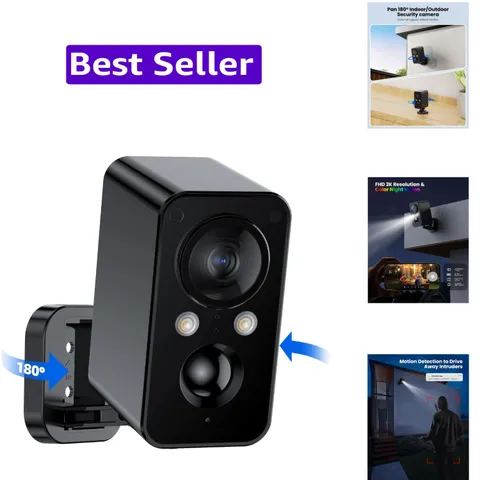 Security Cameras Wireless Outdoor Battery: 180° Horizontal Camera for Home Se...