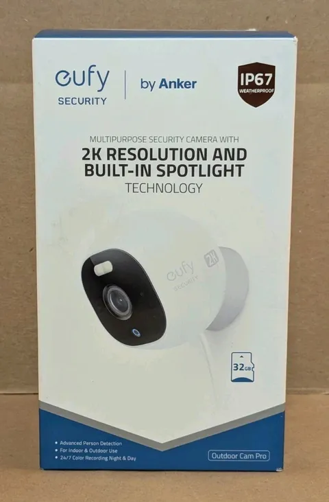 Eufy Outdoor Cam Pro Wired 2K Spotlight Camera - White (T8441Z21)