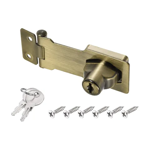 2.5Inch Keyed Hasp Locks Twist Knob Locking Keyed Different, Bronze