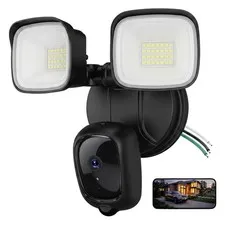 2K Hardwired Flood Light Camera, 3500LM Dual-Head Outdoor Security Camera wit...