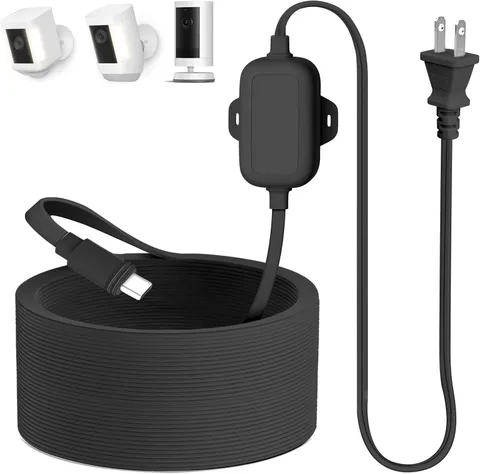 30Ft Power Adapter Compatible with Spotlight Cam Plus/Pro (Battery), Long Flat a