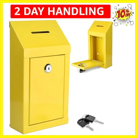 Metal Donation Box-Suggestion Box with Slot and lock-Cash Lock box for Money-...