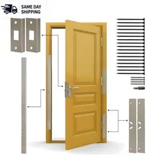 Effortless Installation 5-Piece Heavy Duty Door Reinforcement Kit - Satin Nickel