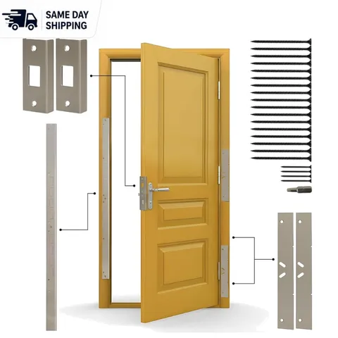 Effortless Installation 5-Piece Heavy Duty Door Reinforcement Kit - Satin Nickel
