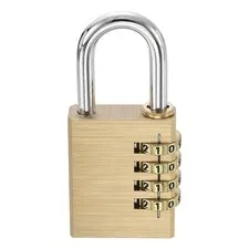 Brass Combination Lock 3.39", 4 Digit Resettable Combination Padlock Yellow