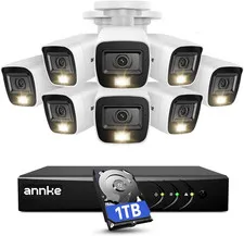 Home Wired Camera Security System with Audio, 8CH 3K Lite H.265+ AI DVR with 1 T