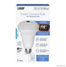 Smart Camera Light Bulb A23 E26 1080p Daylight Two-Way Audio Motion Alert No Fee