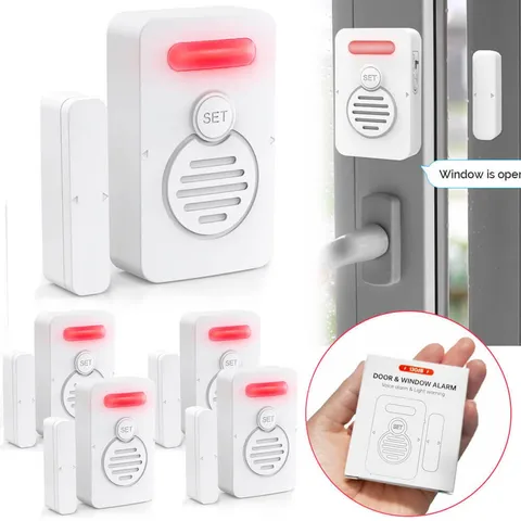 Personal Door Sensor Alarm Low/Loud 50 to 90 dB Voice Window Burglar Alert 5Pack