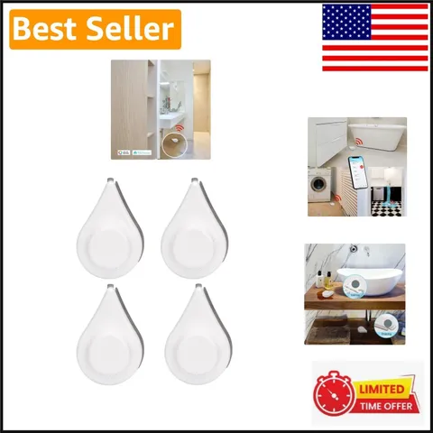 120 dB Water Leak Sensor 4 Pack - App Notifications & Long Battery Life