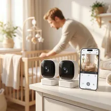 2K HD Wireless Indoor Camera with Night Vision and Two Way Audio No Drill Mount