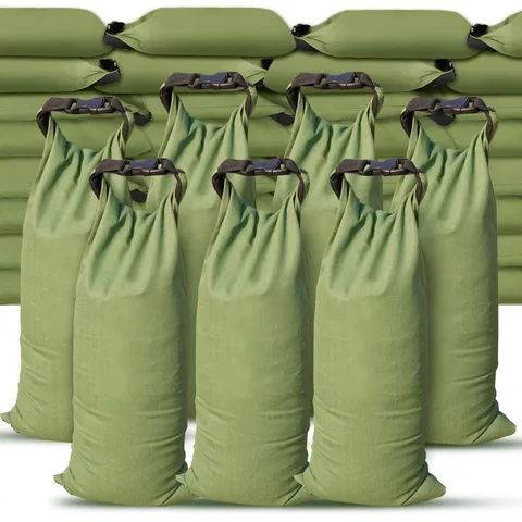 Flood Water Barrier Sand Bags - 100Pcs Thickened Long Canvas Flood Protection...
