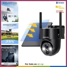 Solar Security Camera Wireless Outdoor 2K 360 View Solar Powered 3MP Color