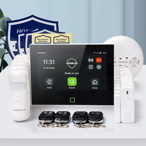 HOMSECUR Wireless WIFI 4G 2G SMS Autodial LCD Home Security 7" Alarm System