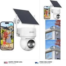 GNCC Solar Security Cameras Wireless Outdoor 2.4G WiFi, SD/Cloud Storage | So...