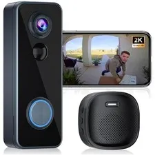 2K Wireless Doorbell Camera - No Subscription, 2-Way Talk
