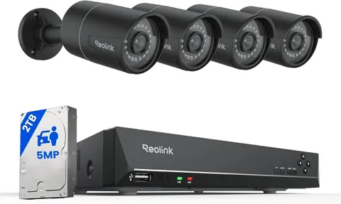 REOLINK 8CH 5MP Poe Security Camera System, 4Pcs Wired Poe IP Cameras Outdoor wi