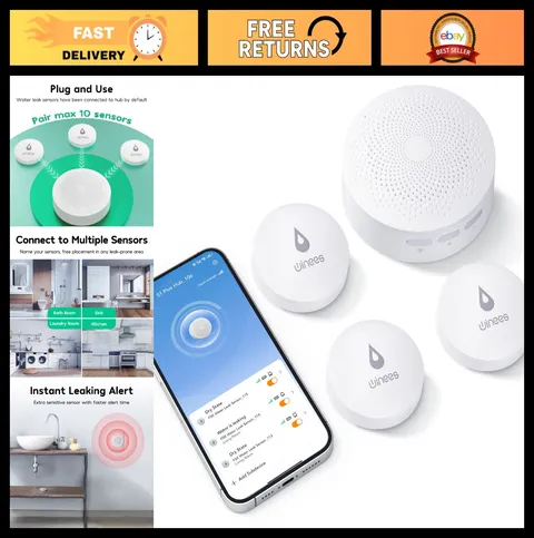 3 Pack WiFi Water Leak Detector Sensors for Home Security & Flood Prevention
