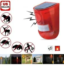 Solar Alarm LED Light Solar Strobe Light Wireless Motion Sensor Detector Outdoor