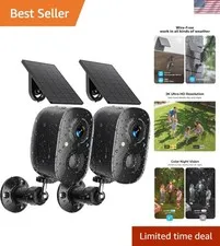 2K Solar Powered Wireless Security Cameras - AI Motion Detection & Night Vision