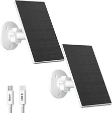 2W Camera Security Solar Panel with USB and USB-C Port, 2 Pack, White | Solar Ch