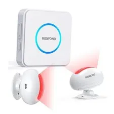 Motion Sensor Door Chime, Wireless Motion Detector Alarm 1 Rreceiver 2 Sensors