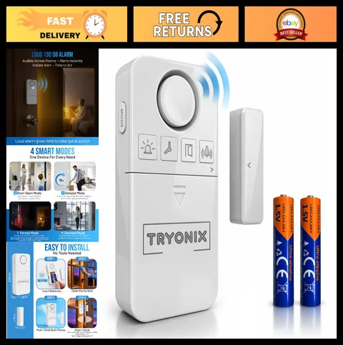 Loud 130 dB Door & Window Alarm for Kids & Elderly, 1.2” Gap Sensor, 3 Volume Le