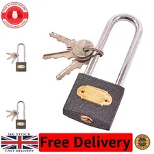 Durable 38mm Iron Padlock with Extra Long 6mm Shackle & 3 Keys for Outdoor Use