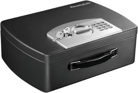 Portable Black Safe Box with Digital Keypad Lock, Small Steel Travel Safe