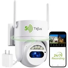 2K Wired Security Camera Outdoor 24/7 Recording, 5G/2.4G WiFi