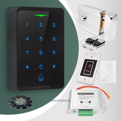 HOMSECUR Office Home Gate Door Access Control System Set Electric Lock Doorbell