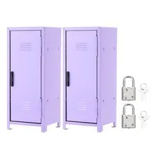 Mini Locker 4.3 x 10.8 Inch, 2 Pcs Small Locker with Lock Keys, Purple
