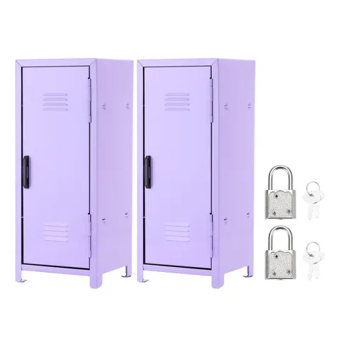 Mini Locker 4.3 x 10.8 Inch, 2 Pcs Small Locker with Lock Keys, Purple