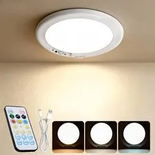Wireless Motion Sensor Ceiling Light, 7.1” Magnetic Mount Rechargeable White