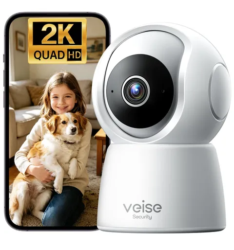 2K Indoor Camera for Home Security, 360° Wireless WiFi Pet & Baby Monitor wit...