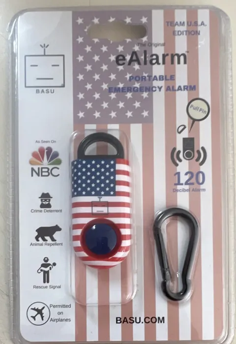 BASU eAlarm Portable Emergency Alarm Team USA Edition 120 dB Pull-Pin Keyring