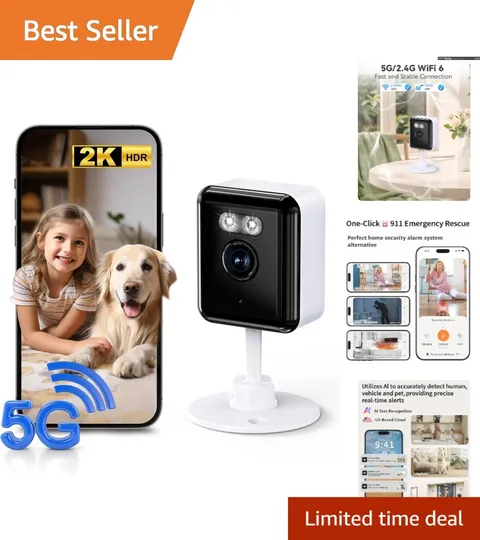 Dual-Band Wi-Fi Indoor Camera - 2K Video, Color Night Vision & Smart Search