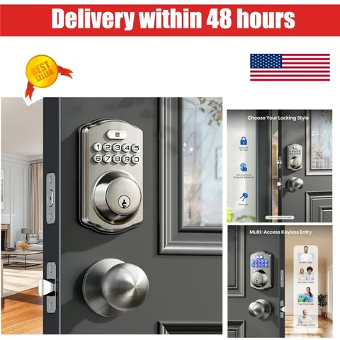 Veise Keyless Entry Door Lock with Keypad, Satin Nickel, Auto Lock