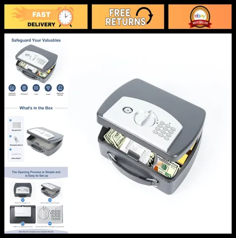 Digital Security Safe Box 0.08 Cu Ft with Keypad - Home Office, Travel & Jewelry