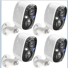 GMK 4 Pack Outdoor WiFi Battery Camera 2K Wireless Security System AI Motion
