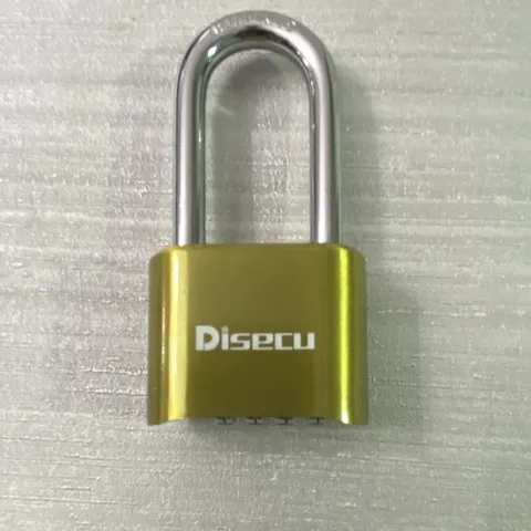 DISECU 4-Digit Resettable Combination Padlock Metal Metallic Gold 15mm Shackle