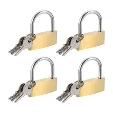 4Pcs Solid Brass Padlock with Key 1-5/8" Wide Body Small Locks Lock